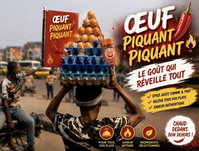Vendeur d'œufs piquant piquant à Kinshasa